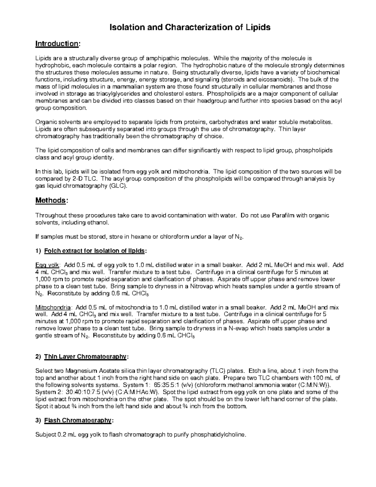 Isolation Characterization Lipids - Isolation and Characterization of ...