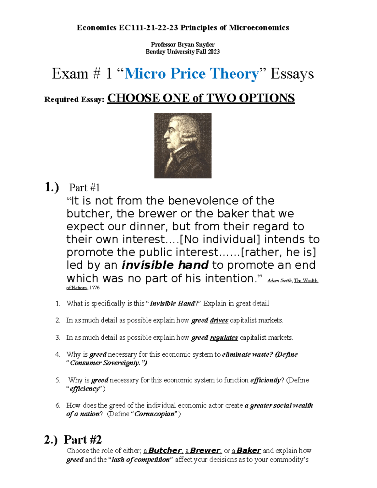 Economics 111-21-22 23 Principles Of Microeconomics Exam No - Tagged ...