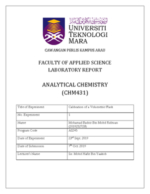 LAB Report PHY210 - FACULTY OF APPLIED SCIENCES UiTM PERAK (TAPAH ...