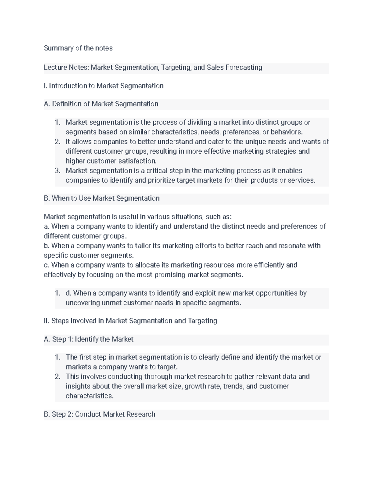 MKT2210 lecture notes 112 - Summary of the notes Lecture Notes: Market ...