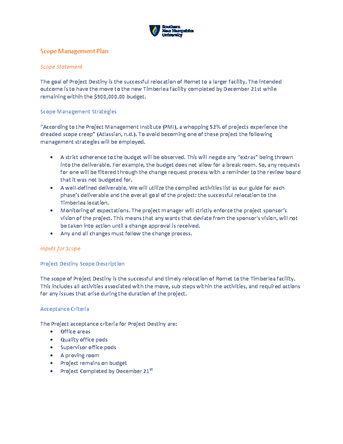 Qso 345 Milestone Three Scope Management Plan- Predictive - Scope 