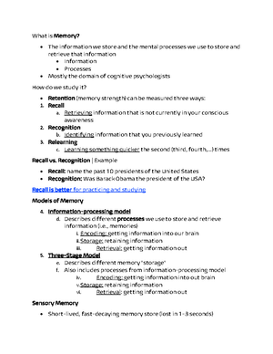 Chapter 4 - Psychology 101 Dr. Ungson - PSYC 101 - Studocu