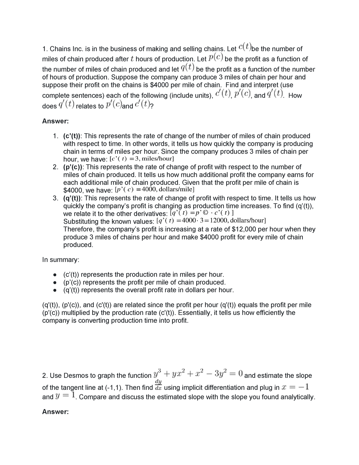 math 1211 written assignment unit 4