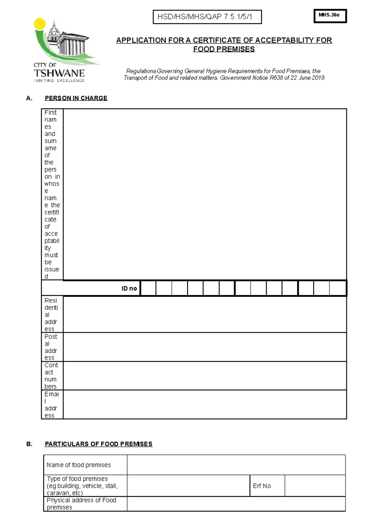 Application Form for a R638 certificate - APPLICATION FOR A CERTIFICATE ...