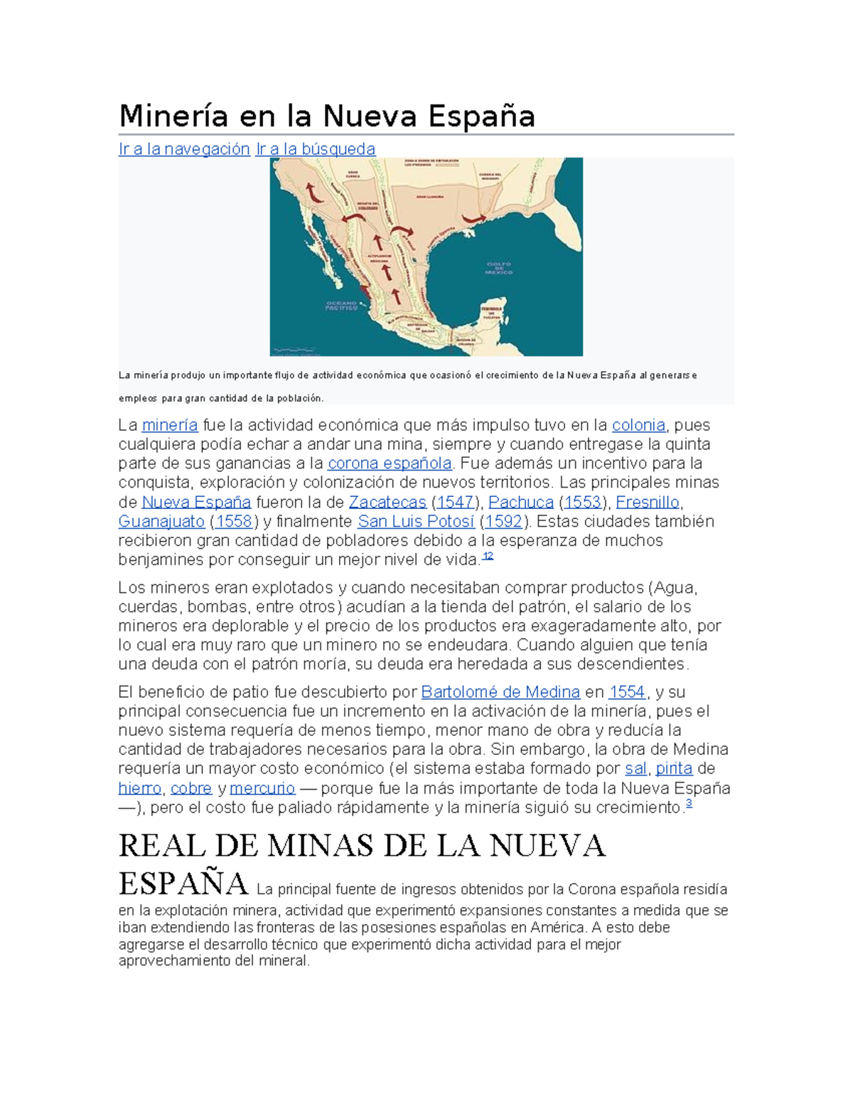 Minería en la Nueva España Minería en la Nueva España Ir a la