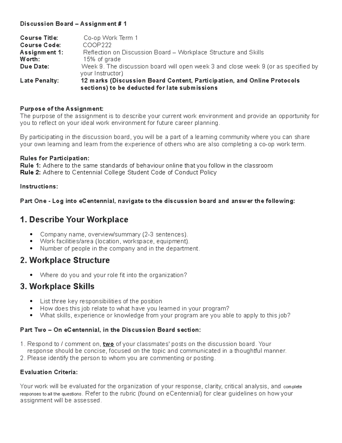 Discussion Board Assignment1 Details Discussion Board Assignment