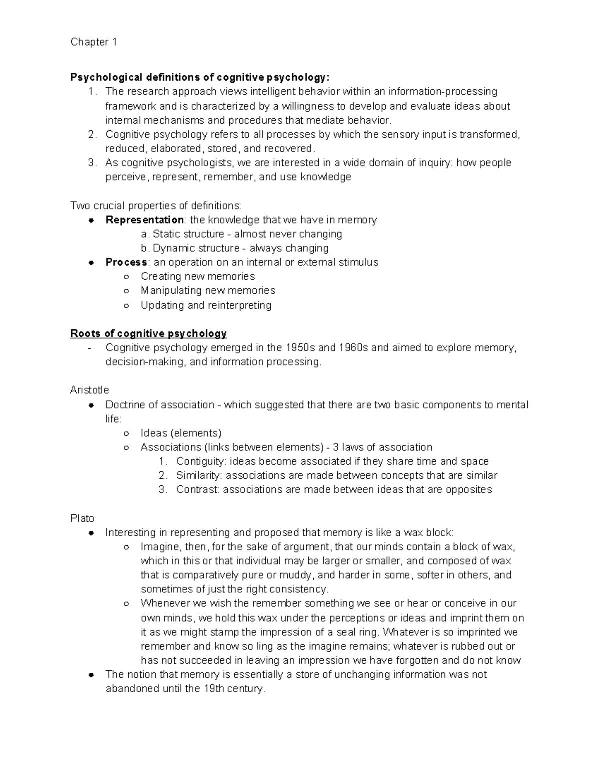 Ps260 Ch1 Roots Of Cognitive Psychology Chapter 1 Psychological Ps260 Ch1 Roots Of Cognitive Psychology Chapter 1 Psychological
