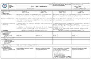 Week 7 MIL - Lesson Plan in Media and Information Literacy First ...