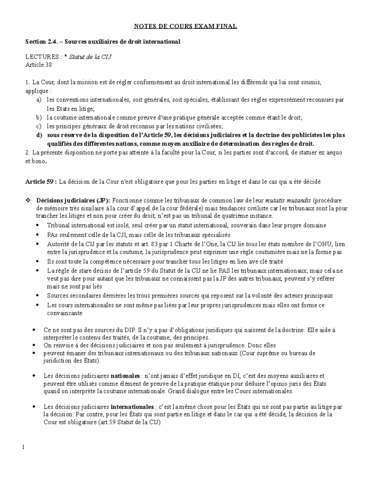 Final Droit International Public - Notes de Cours - NOTES DE COURS EXAM ...