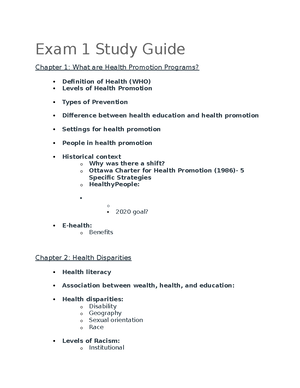 BBH 316 Final Exam Study Guide - BBH 316 | Final Exam Chapter 1 Health ...