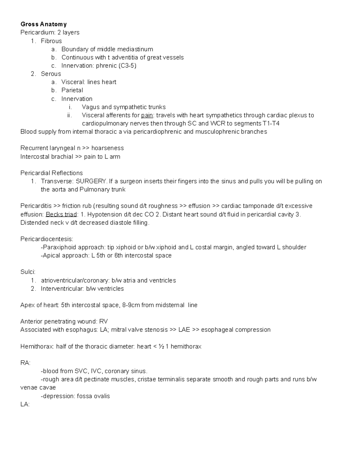 Copy of CPR I Review - Medical ppw - Gross Anatomy Pericardium: 2 ...