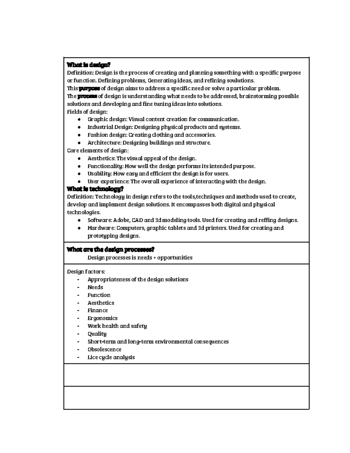 Design and technology Prelim notes - What is design? Definition: Design ...