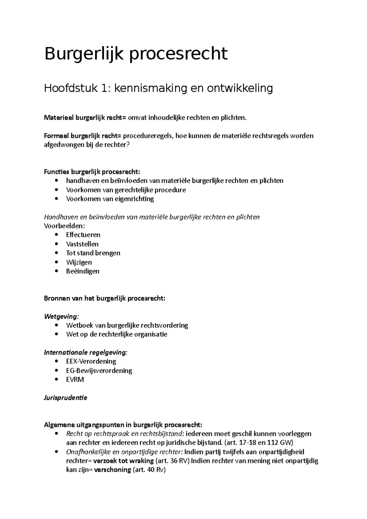 Samenvatting Burgerlijk Procesrecht Jaar 1 - Burgerlijk Procesrecht ...