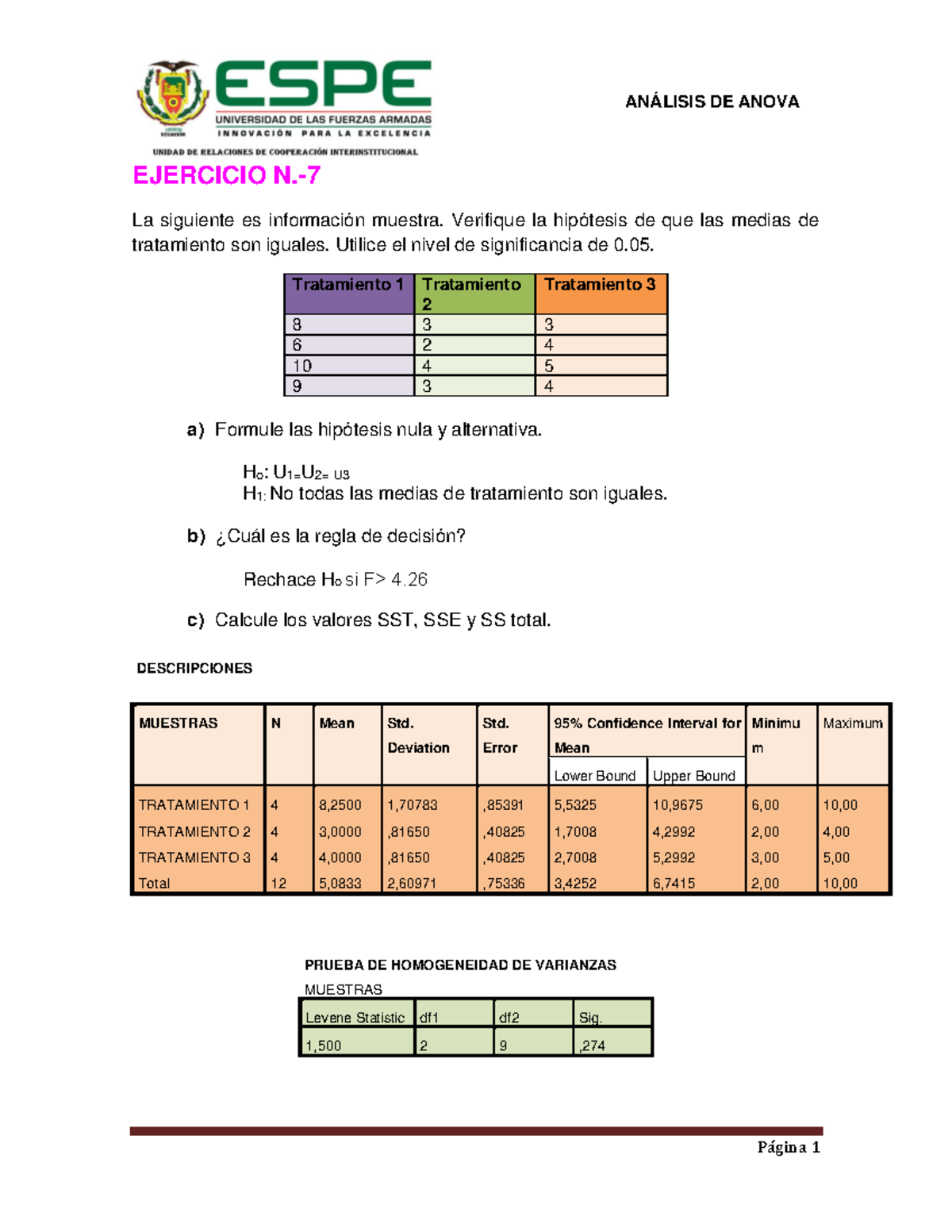 Anova Trabajo de Ejemplo aplicando estadística inferencial Página 1