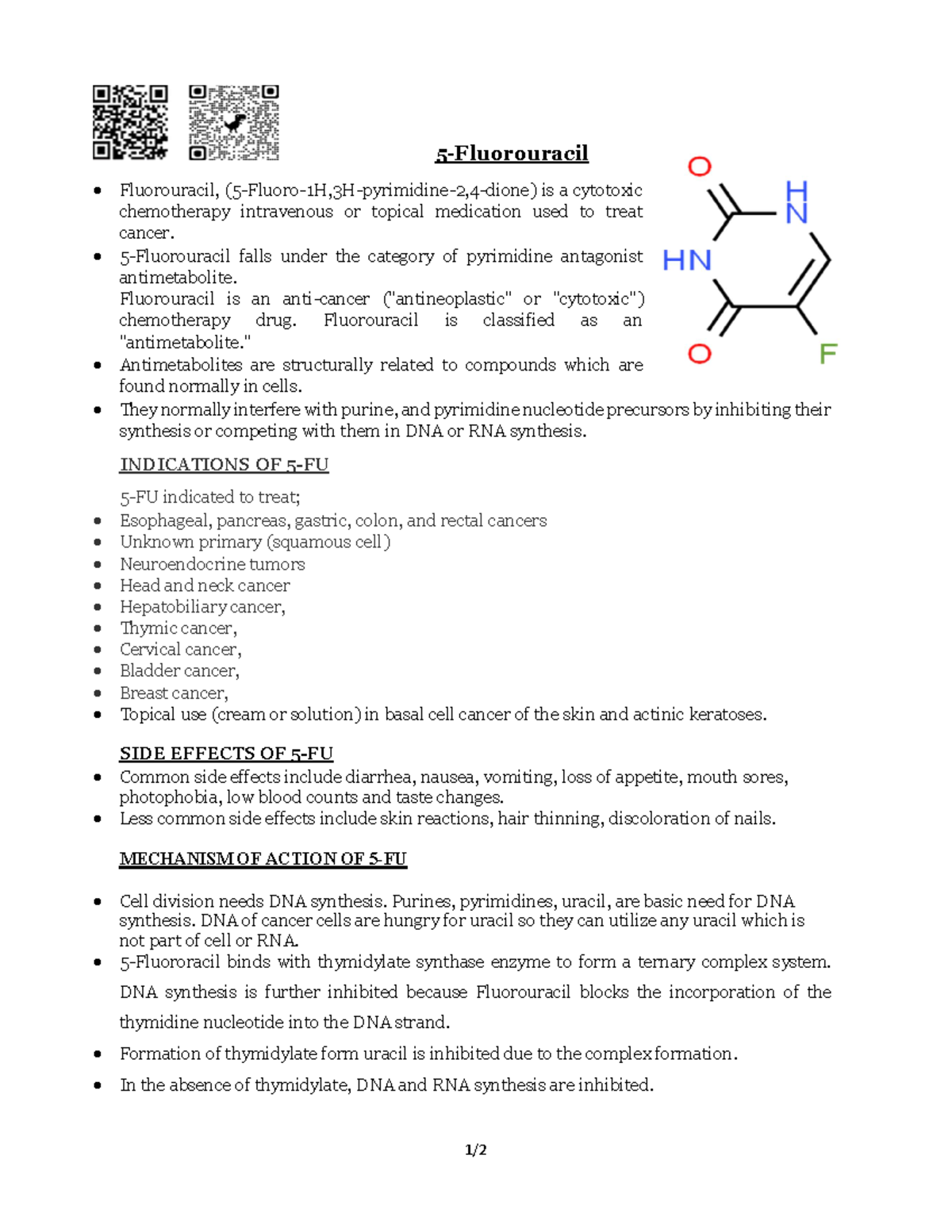 5-FU - Fluorouracil , indications of Fluorouracil , side effects of 5 ...