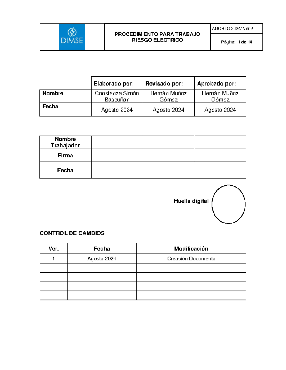PTS Riesgo Eléctrico Dimse - PROCEDIMIENTO PARA TRABAJO RIESGO ...