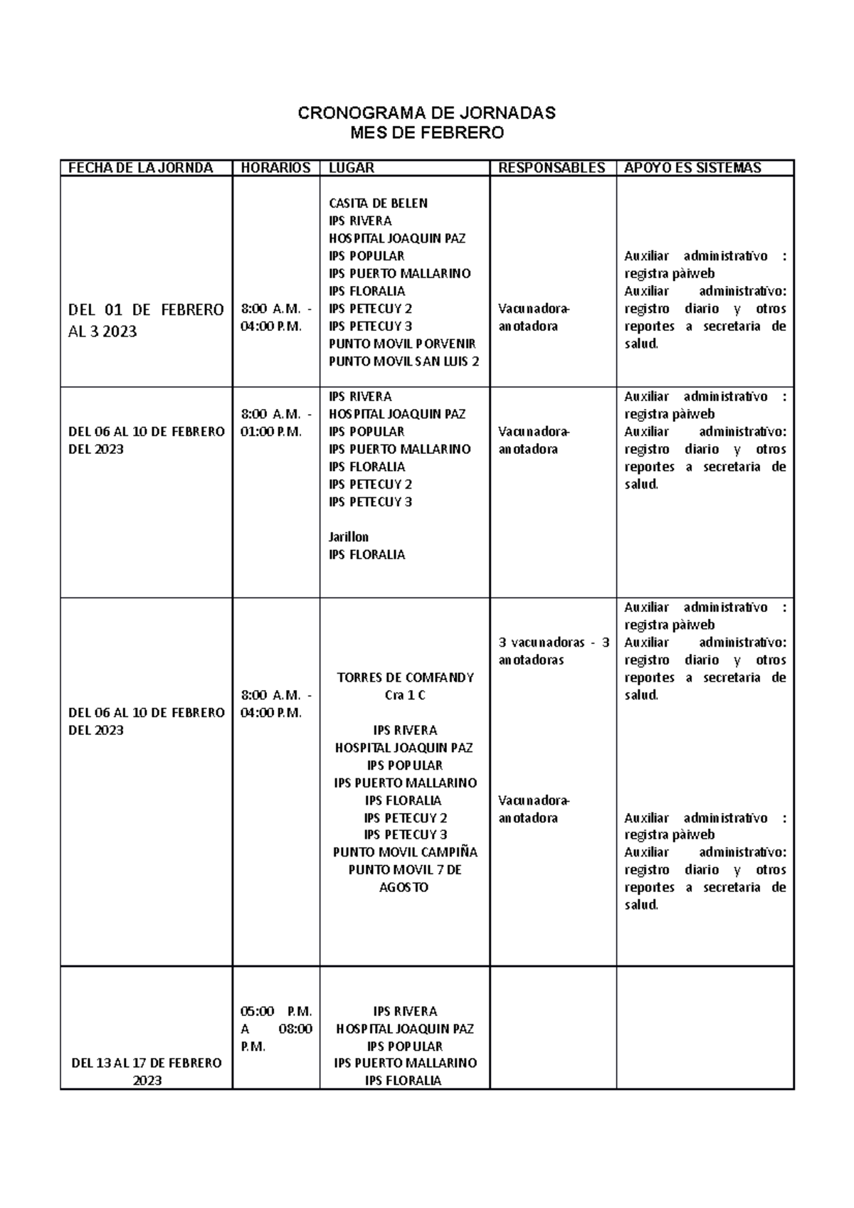 para-ensanar-sdfsdfsf-cronograma-de-jornadas-mes-de-febrero-fecha