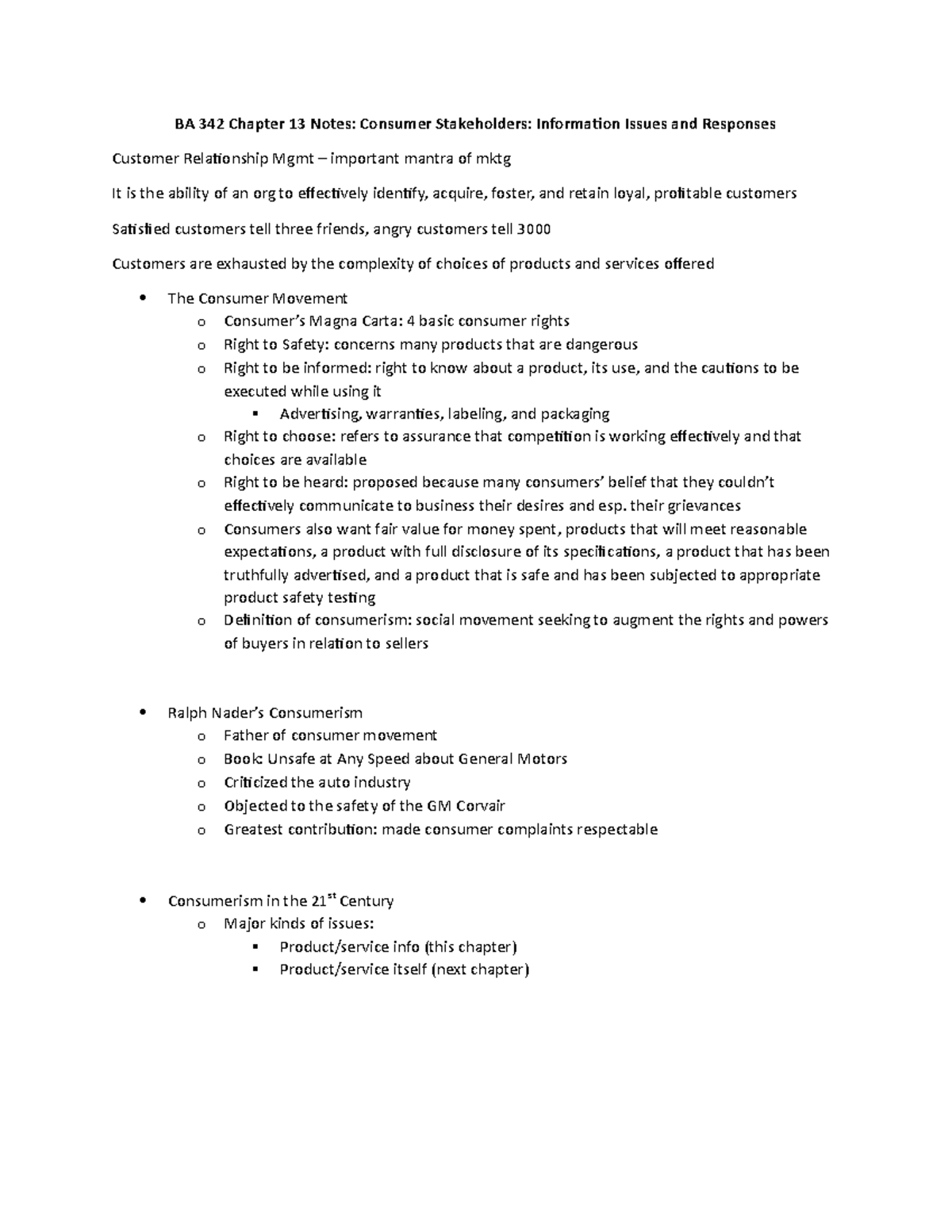 BA 342 Chapter 13 Notes - Lecture Note Ch 13 - BA 342 Chapter 13 Notes ...