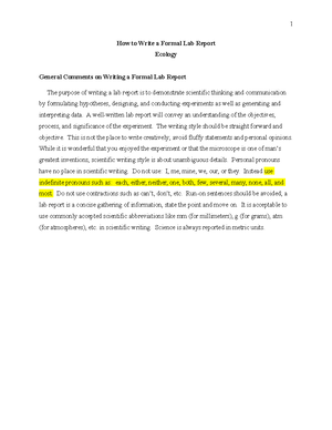 BIO 205L RS Lab Report Format Guide - Lab Report Format Guide For this ...