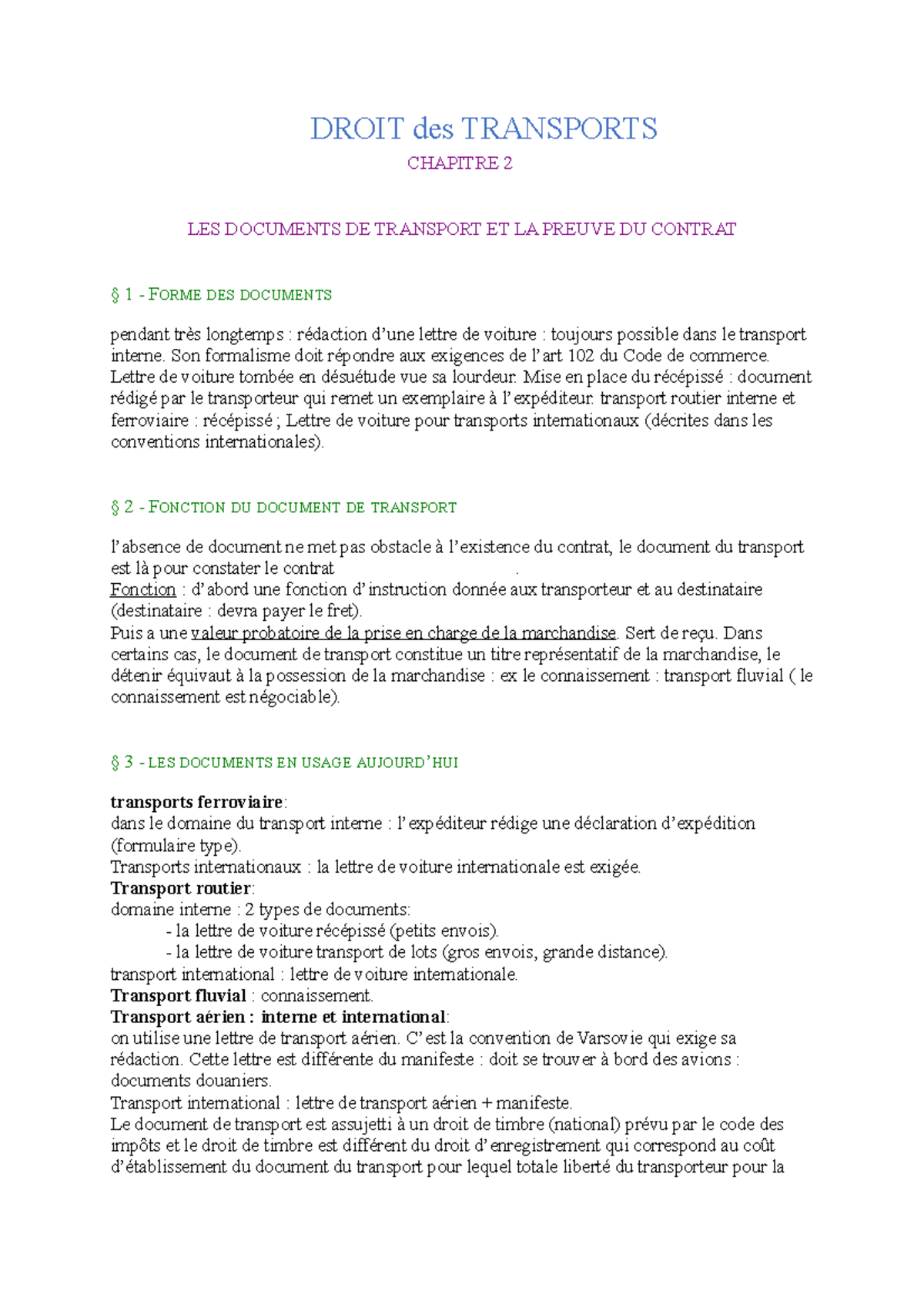 dissertation droit du transport