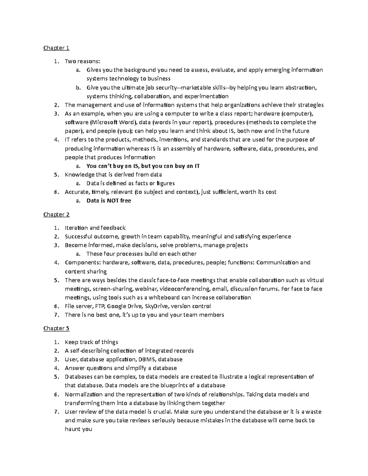 Exam 1 Review Answers - Chapter 1 Two reasons: a. Gives you the ...