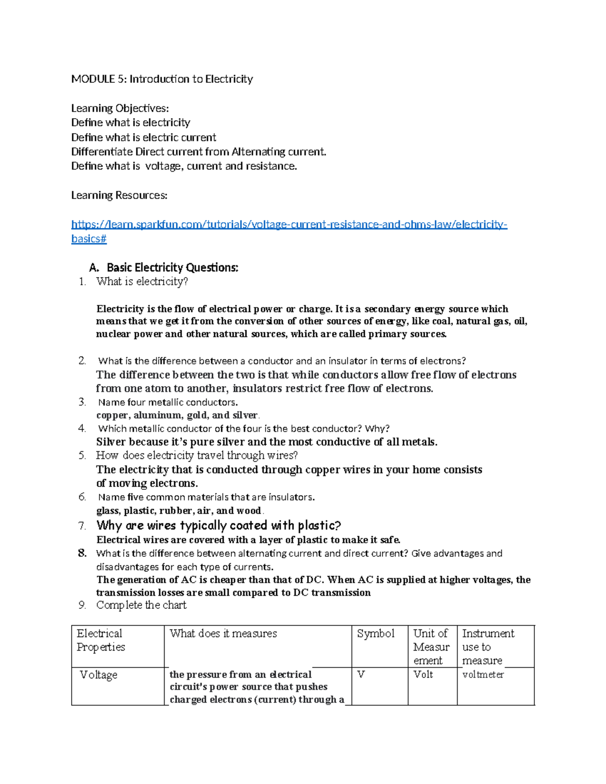 Electricity And Circuits Module 5 Introduction To Electricity