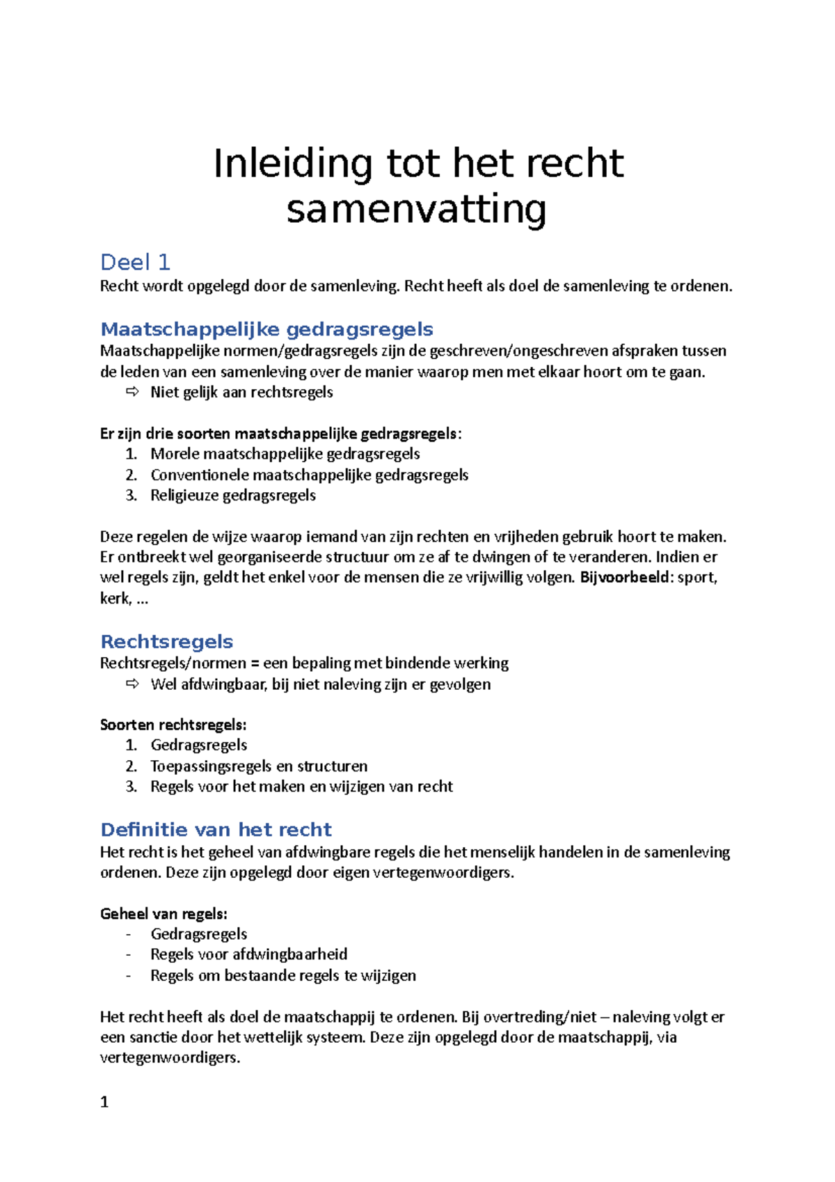 Inleiding Tot Het Recht Samenvatting Voor Examen Academiejaar 1: KMO ...