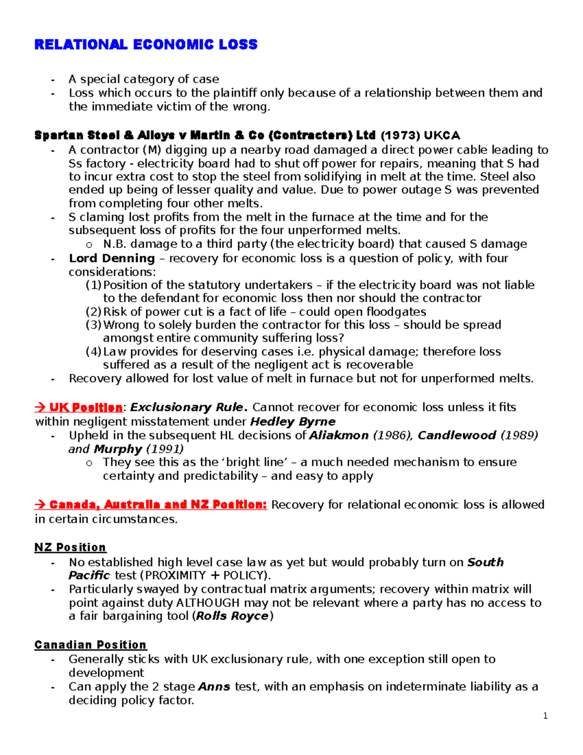 Relational Economic LOSS RELATIONAL ECONOMIC LOSS A special category