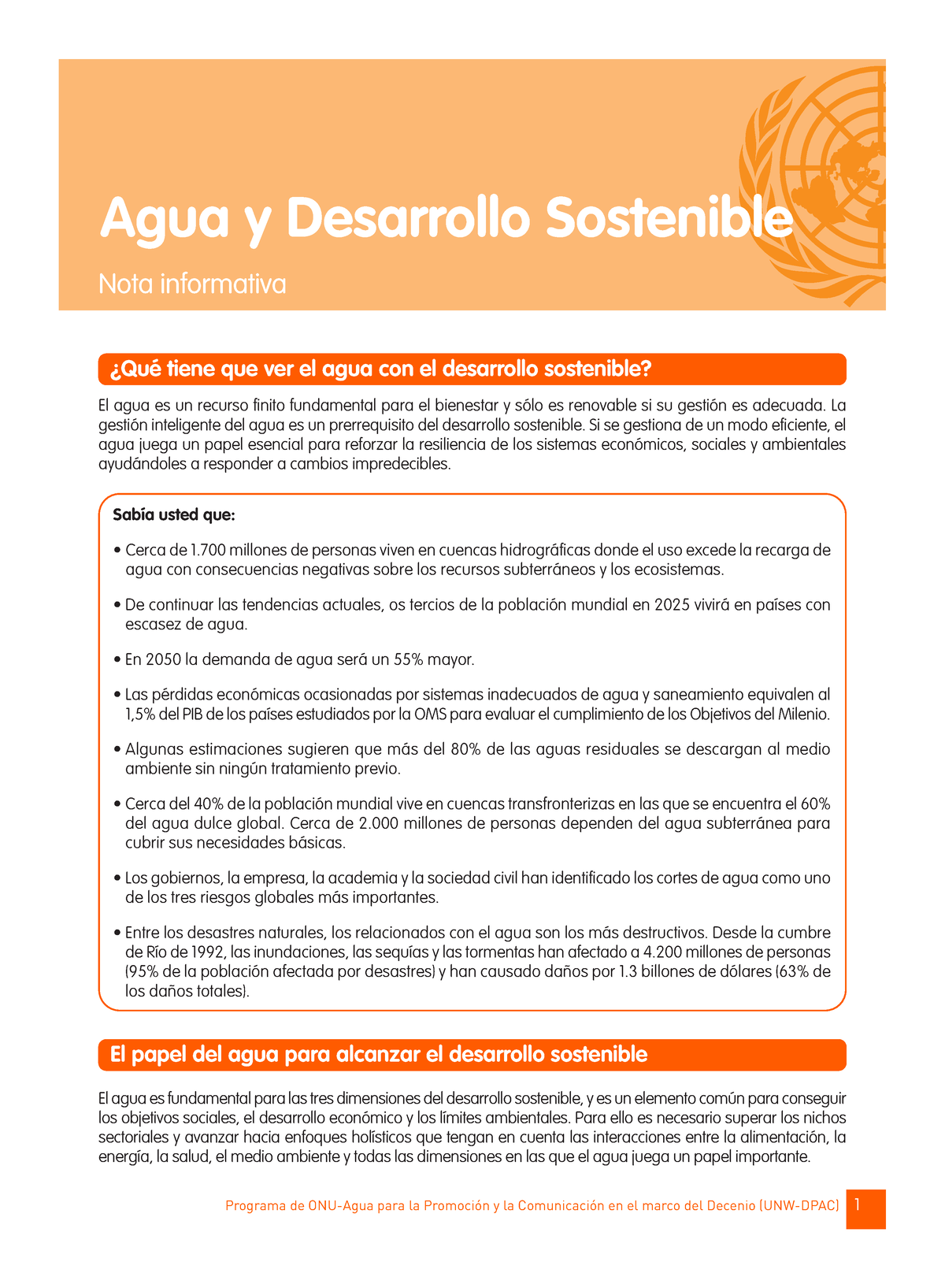 03 Sustainable Development Esp - El Agua Es Un Recurso Finito ...