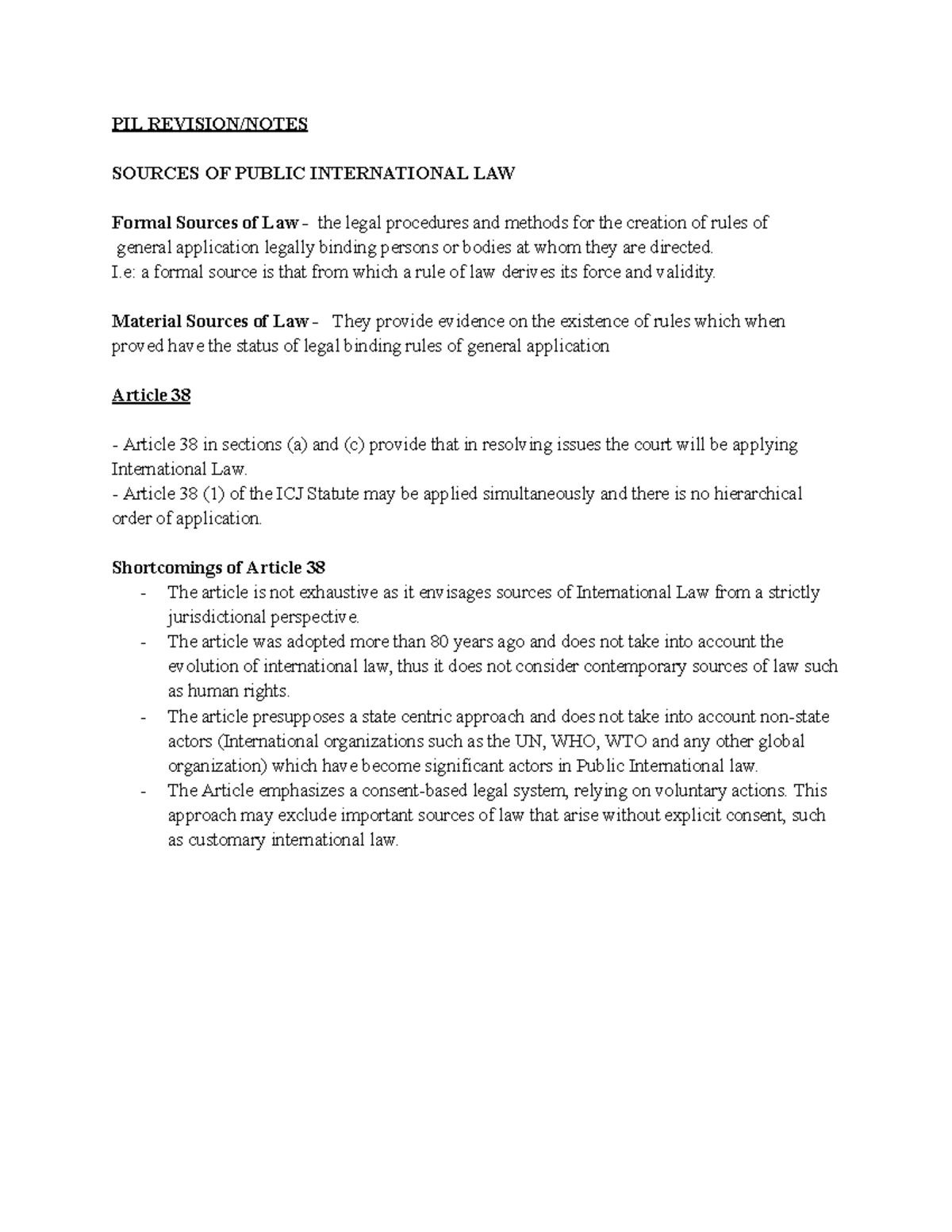 PIL Revision Notes - PIL REVISION/NOTES SOURCES OF PUBLIC INTERNATIONAL ...