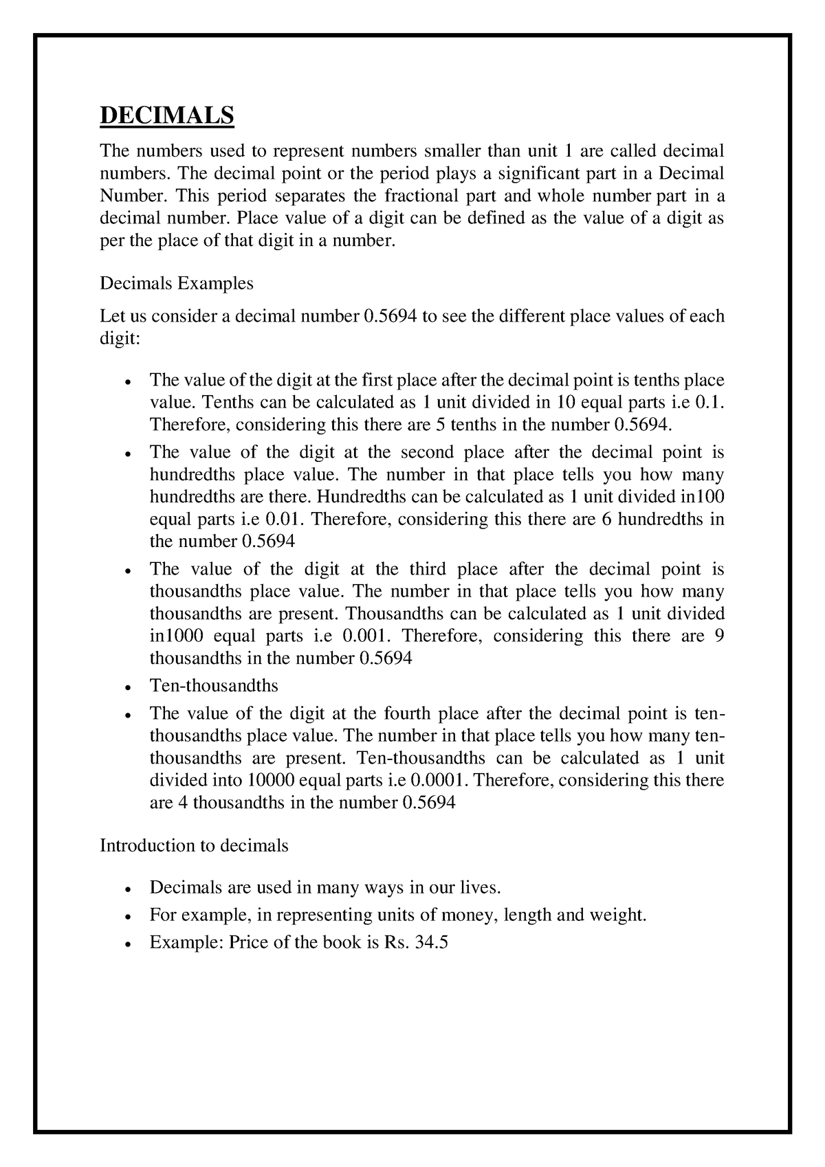 decimals-its-a-lecture-note-decimals-the-numbers-used-to-represent