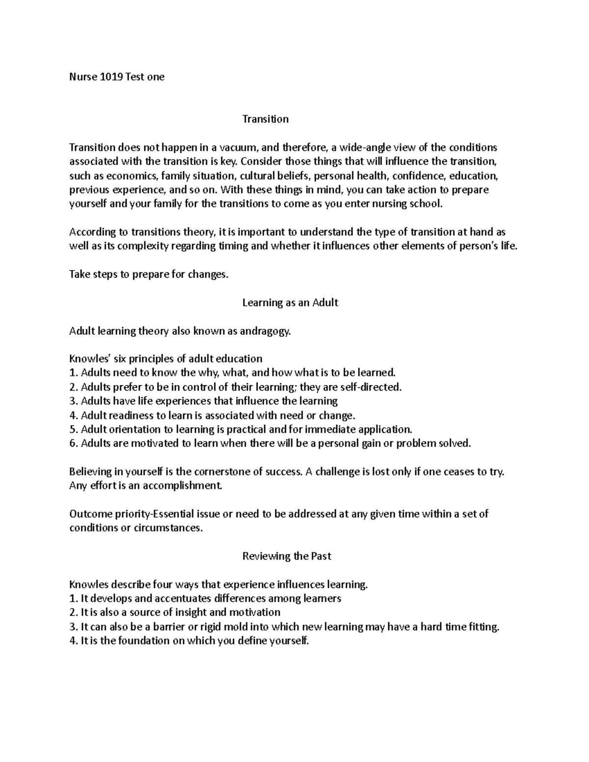 Nurse 1019 Test one Nurse 1019 Test one Transition Transition does