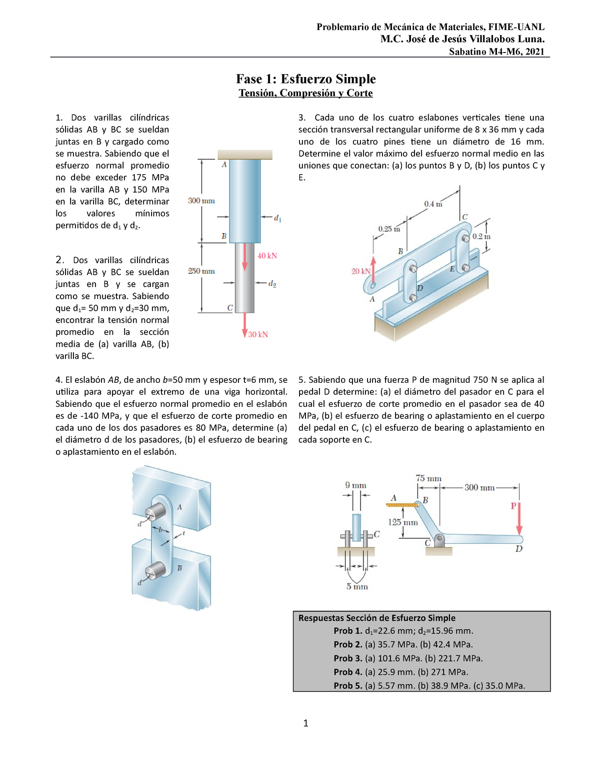 Problemario Sabatino MEC MAT 1P 2021 - Problemario De Mecánica De ...
