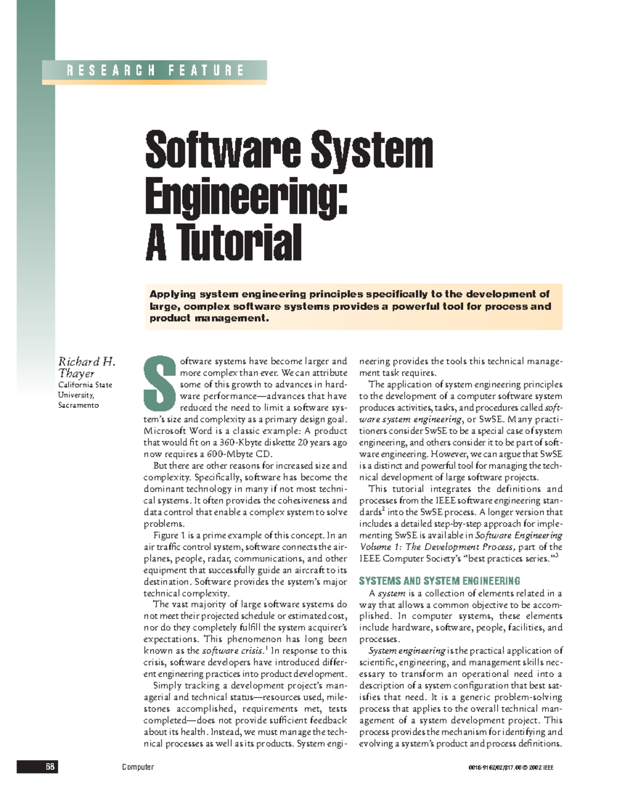 SE4 - software engineering presents analysis, design, testing methods ...