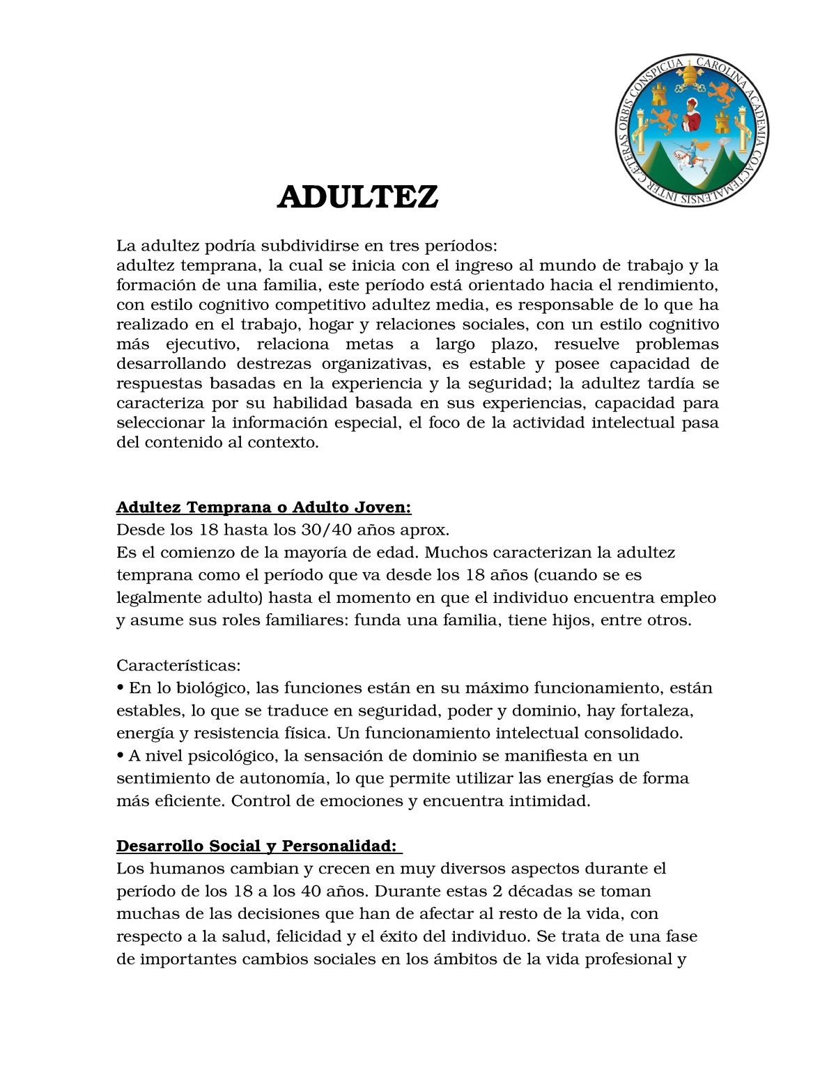 Adultez Copia Lecture Notes 1 Studocu