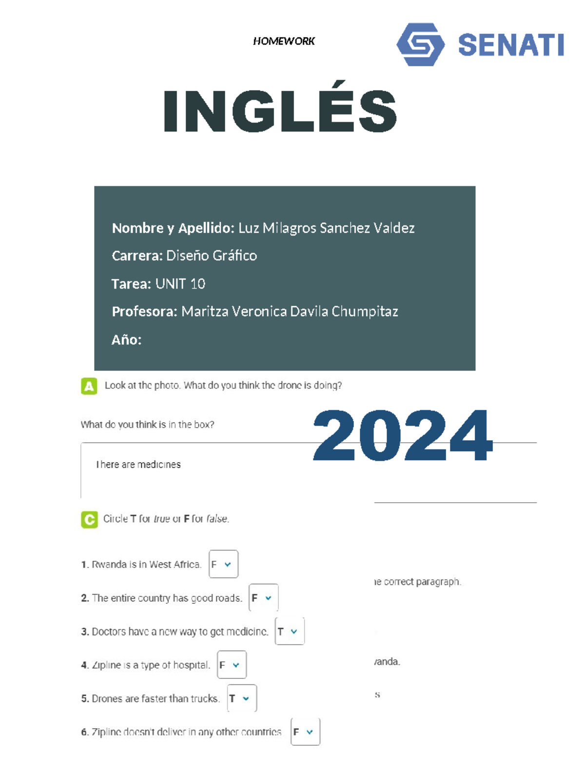 Homework 2 - Resolucio de World intro UNIT 10 - HOMEWORK INGLÉS Nombre ...