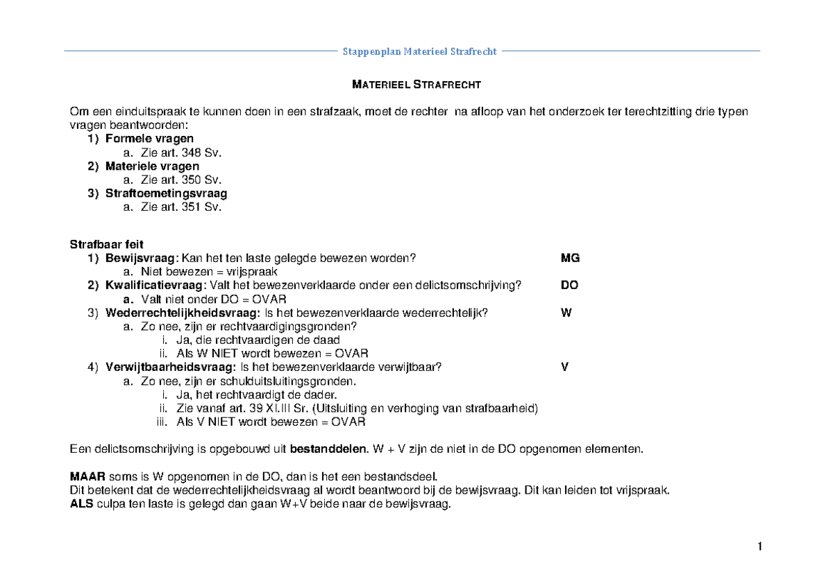 Samenvattingen Materieel strafrecht: compleet - Per onderwerp staat de