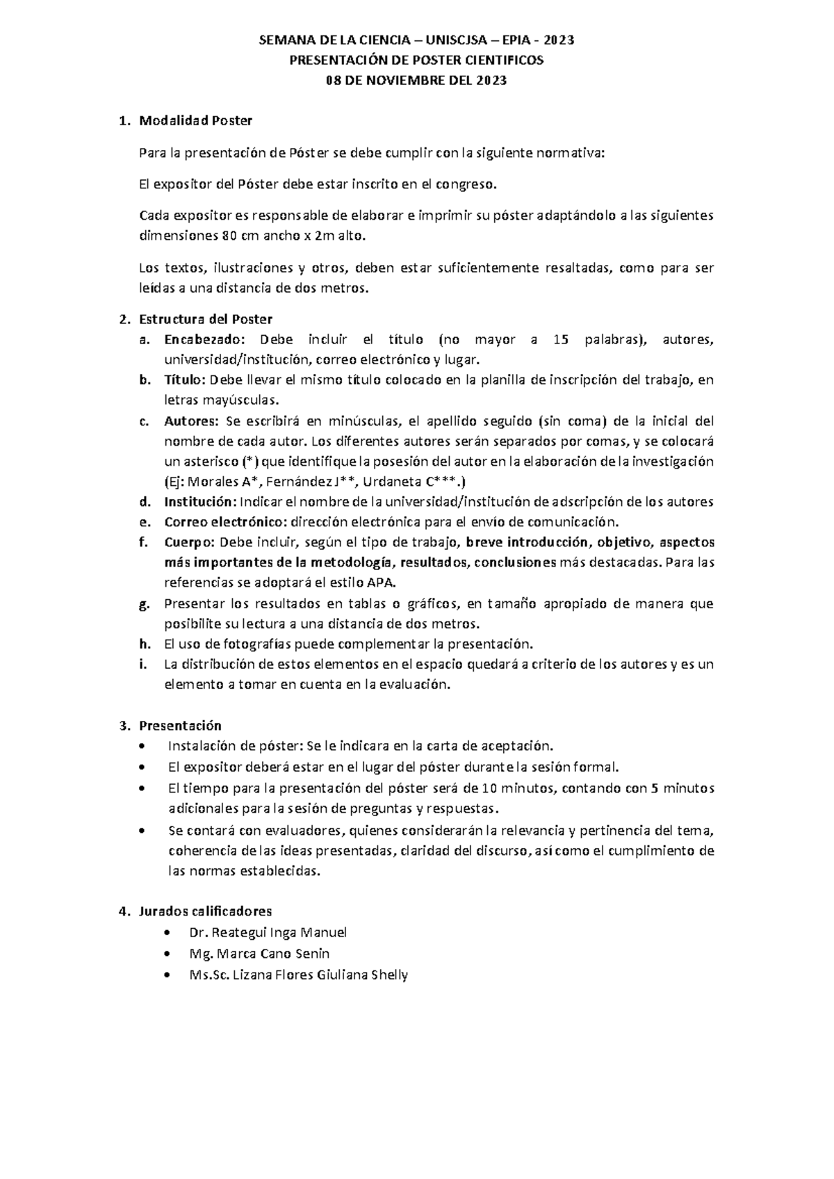 Semana DE LA Ciencia - informe - SEMANA DE LA CIENCIA – UNISCJSA – EPIA ...