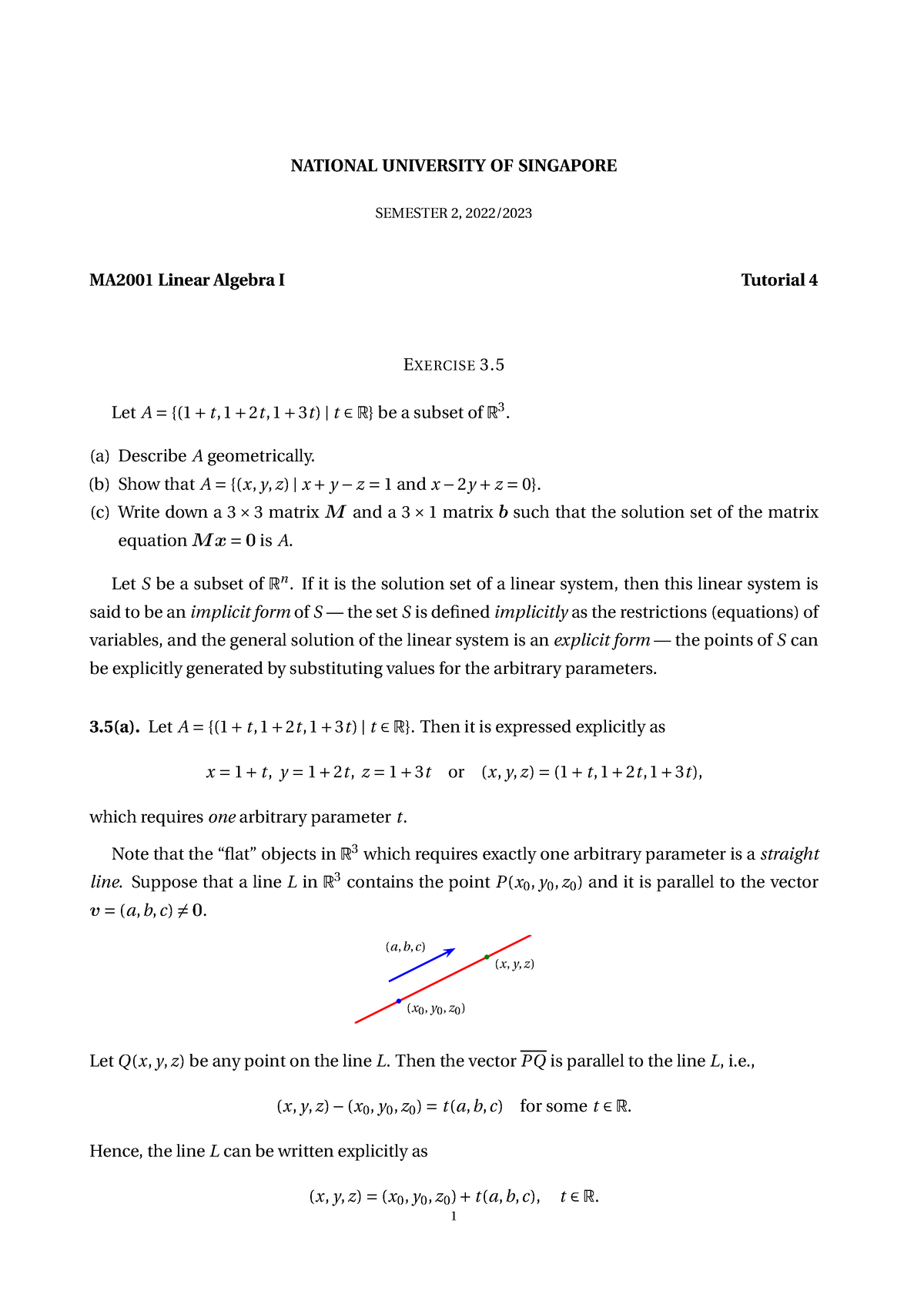 Tutorial 4 - NATIONAL UNIVERSITY OF SINGAPORE SEMESTER 2, 2022/ MA2001 ...