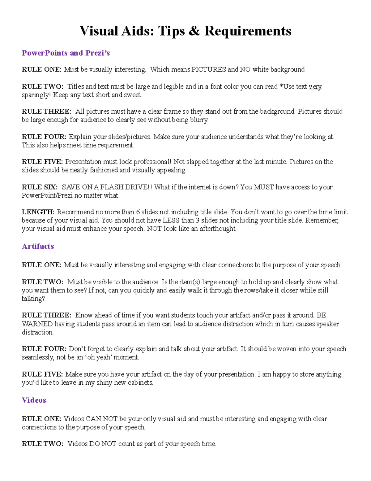 Visual Aids Tips Supplementary lecture material. Visual Aids Tips