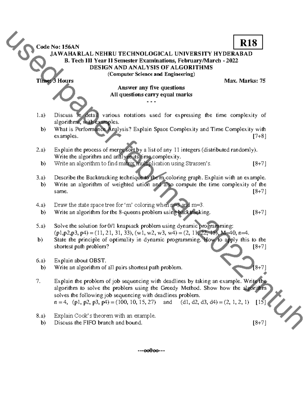 February March-2022 - Code No: 156AN JAWAHARLAL NEHRU TECHNOLOGICAL ...