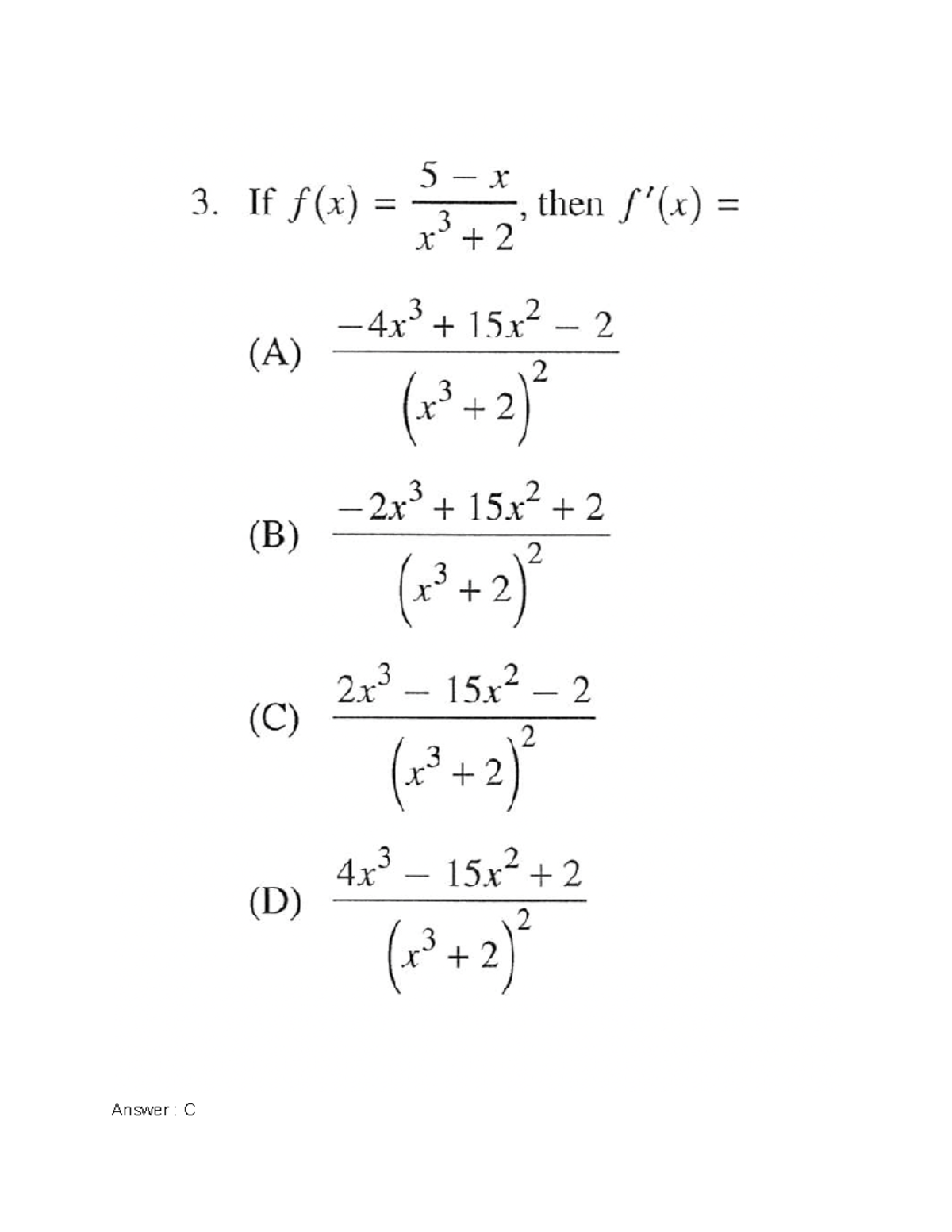 2017 calc BC mcqs - AP Chem calc BC practice - 3. If f(x) x 3 then 15x2 ...