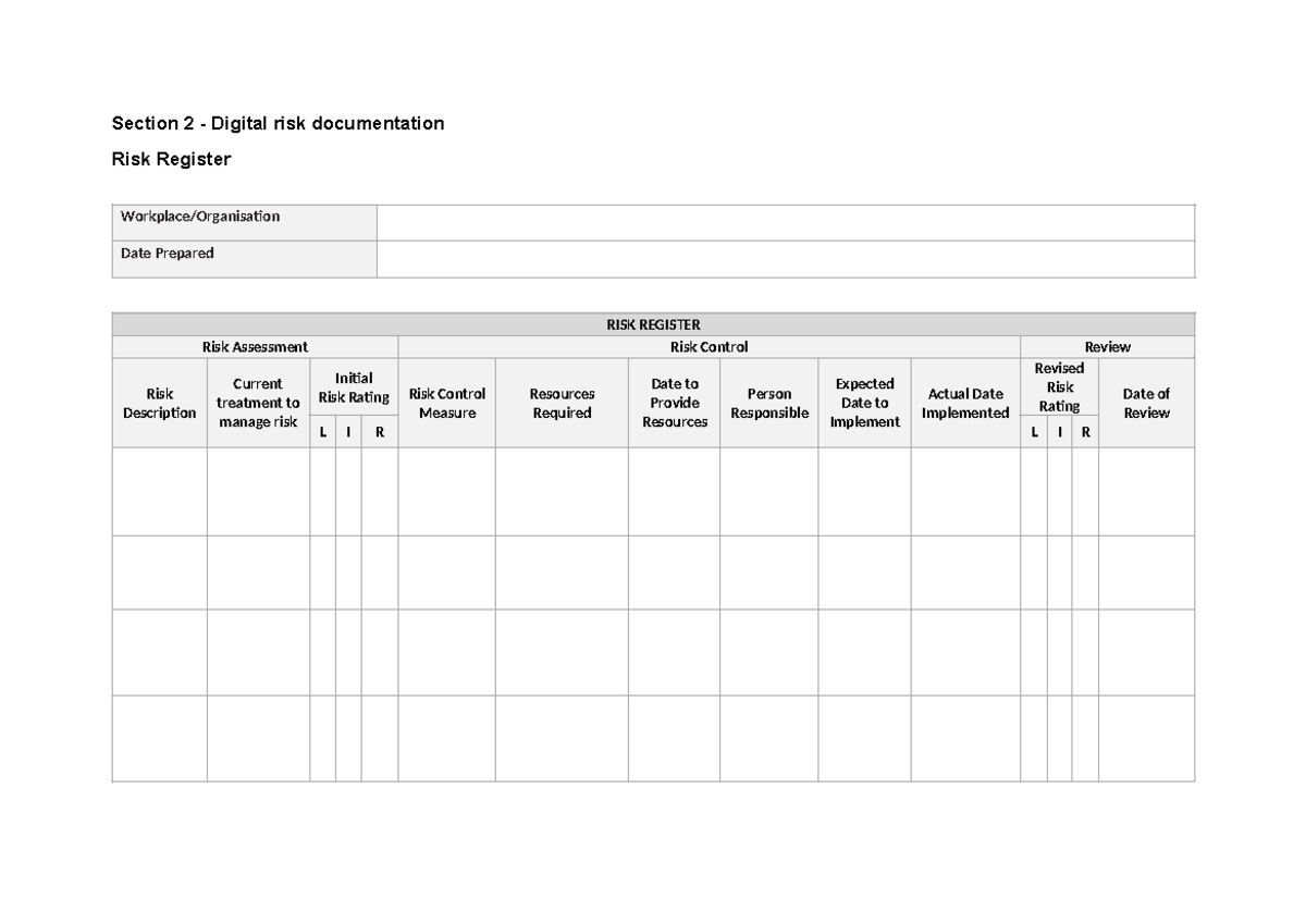 Section 2 - Digital risk documentation - Section 2 - Digital risk ...