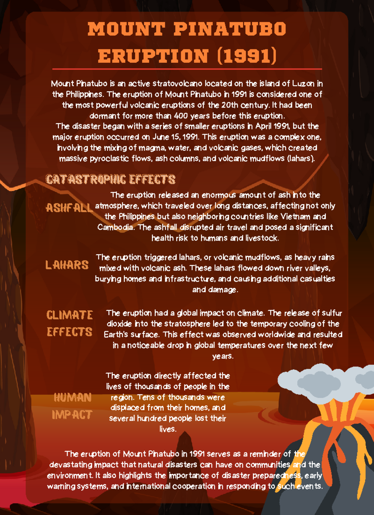 Volcanic Eruption Infographics MOUNT PINATUBO ERUPTION (1991) Mount