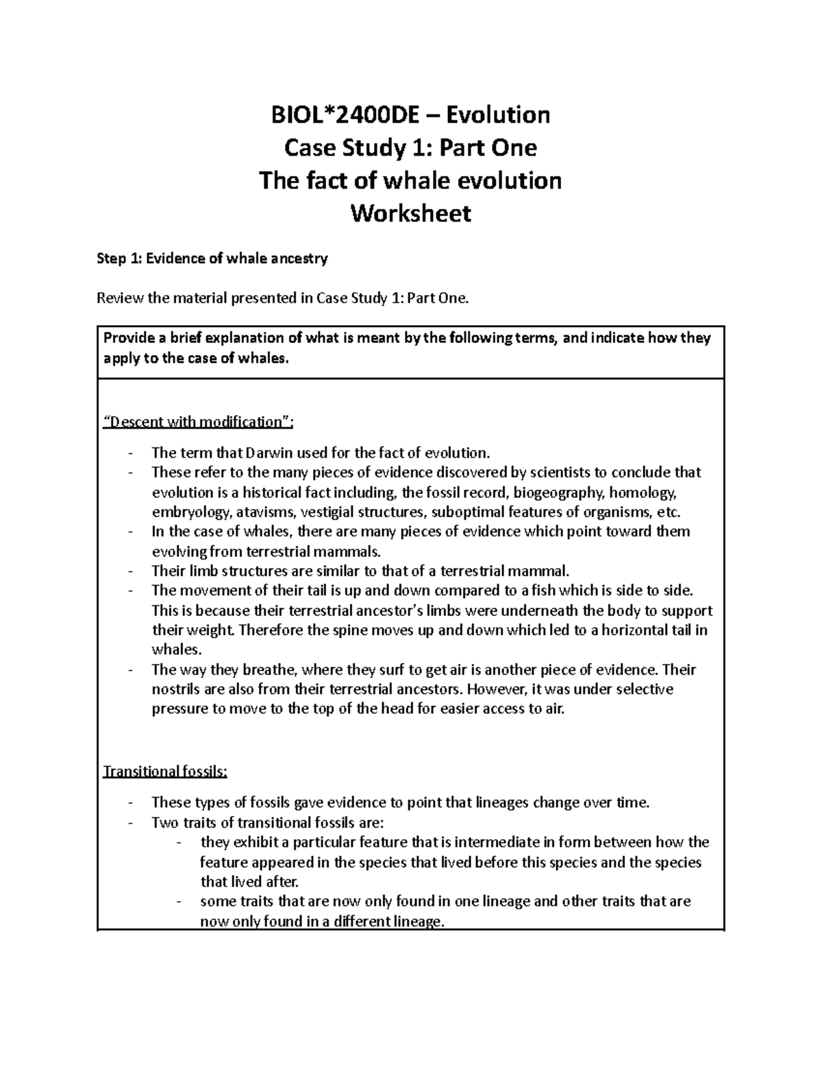 evolution case study high school