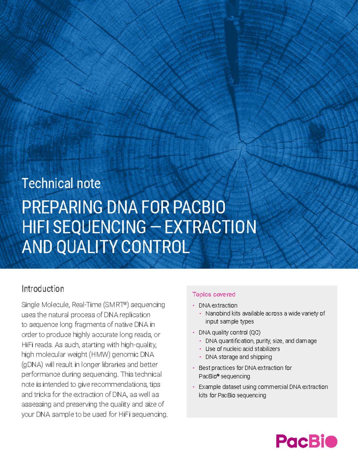 Technical Note Preparing DNA for Pac Bio Hi Fi Sequencing Extraction ...