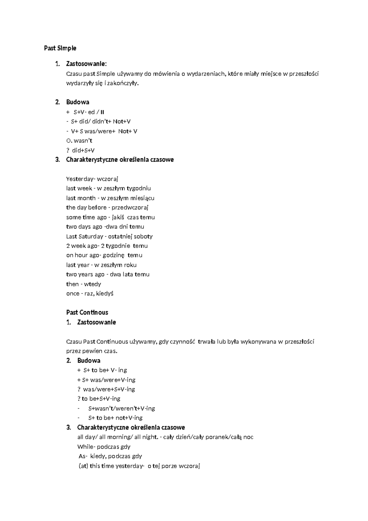 Pst simple - Past Simple 1. Zastosowanie: Czasu past Simple używamy do ...