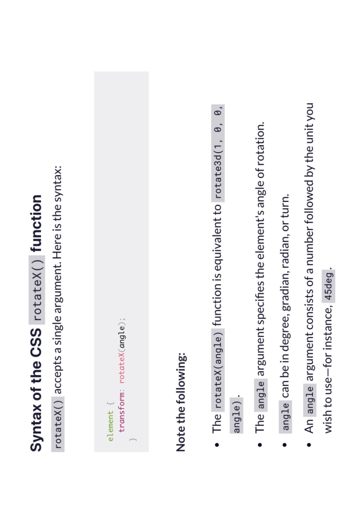 4 - css transform - Syntax of the CSS rotateX() function rotate ...
