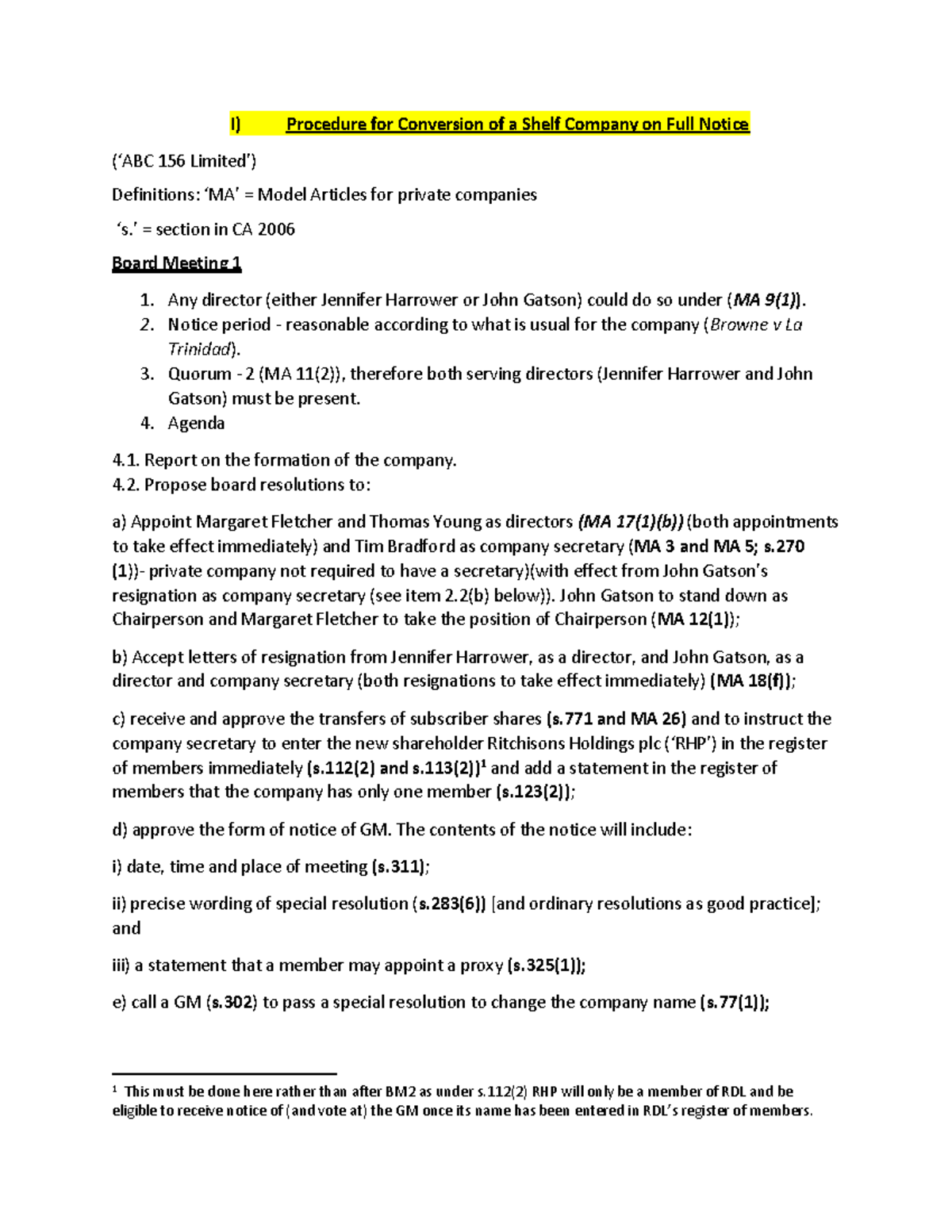 LPC shelf company explained I) Procedure for Conversion of a Shelf