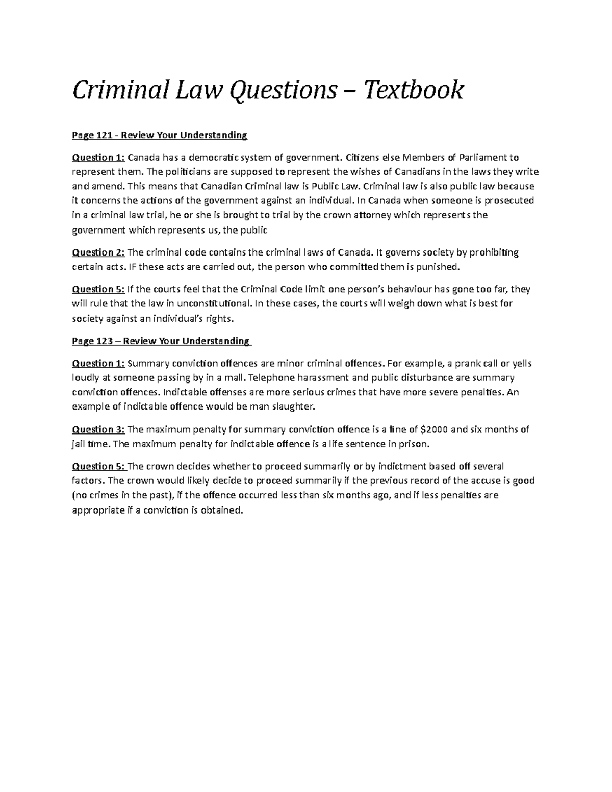 Criminal Law Questions - Textbook - Criminal Law Questions – Textbook ...